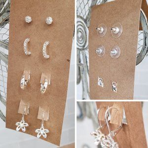 Silver and CZ earring bundle